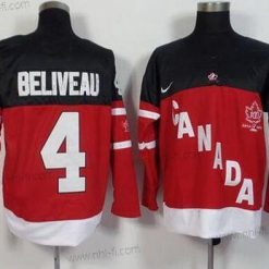 Nike 2014/15 Kanadan maajoukkue #4 Jean Beliveau Retired Pelaaja Punainen 100th Vuosipäivä Paita – Miesten