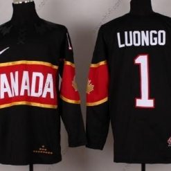 Nike 2014 Olympics Kanada #1 Roberto Luongo Musta Paita – Miesten