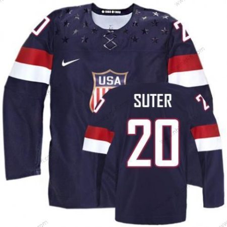 Nike 2014 Olympics USA #20 Ryan Suter Laivastonsininen Sininen Paita – Miesten