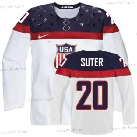 Nike 2014 Olympics USA #20 Ryan Suter Valkoinen Paita – Miesten