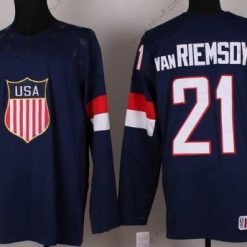 Nike 2014 Olympics USA #21 James Van Riemsdyk Laivastonsininen Sininen Paita – Miesten