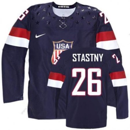 Nike 2014 Olympics USA #26 Paul Stastny Laivastonsininen Sininen Paita – Miesten