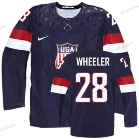 Nike 2014 Olympics USA #28 Blake Wheeler Laivastonsininen Sininen Paita – Miesten