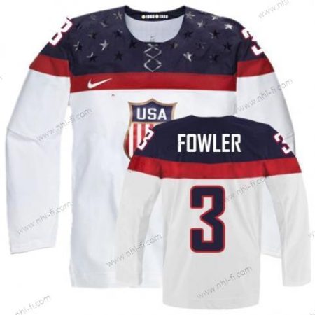 Nike 2014 Olympics USA #3 Cam Fowler Valkoinen Paita – Miesten