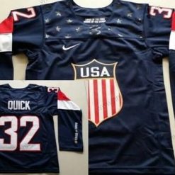 Nike 2014 Olympics USA #32 Jonathan Quick Laivastonsininen Sininen Paita – Naisten