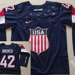 Nike 2014 Olympics USA #42 David Backes Laivastonsininen Sininen Paita – Lasten