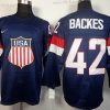 Nike 2014 Olympics USA #42 David Backes Laivastonsininen Sininen Paita – Miesten