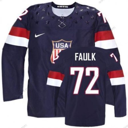 Nike 2014 Olympics USA #72 Justin Faulk Laivastonsininen Sininen Paita – Miesten