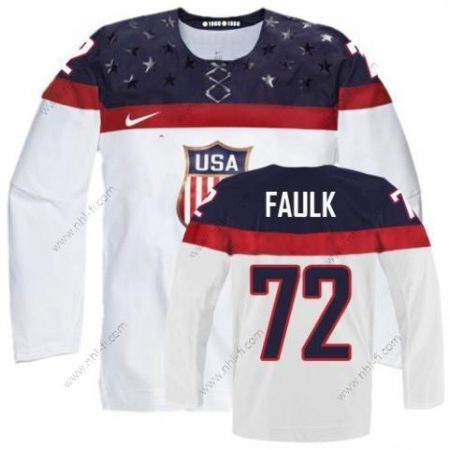 Nike 2014 Olympics USA #72 Justin Faulk Valkoinen Paita – Miesten