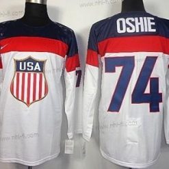 Nike 2014 Olympics USA #74 T. J. Oshie Valkoinen Paita – Miesten