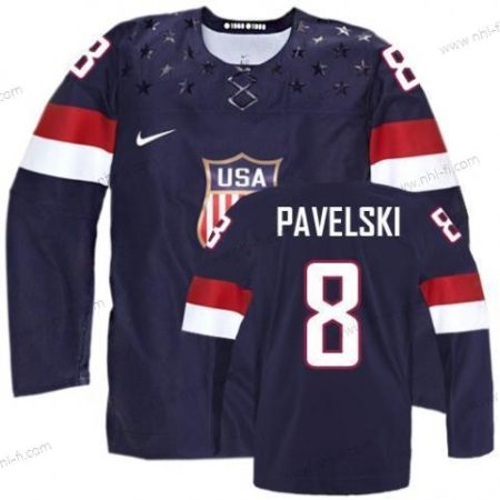 Nike 2014 Olympics USA #8 Joe Pavelski Laivastonsininen Sininen Paita – Miesten