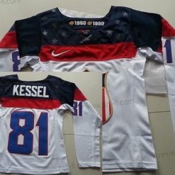 Nike 2014 Olympics USA #81 Phil Kessel Valkoinen Paita – Naisten