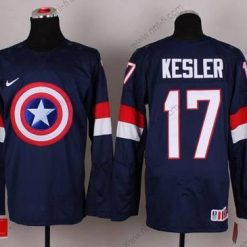 Nike 2015 USA maajoukkue #17 Ryan Kesler Captain Amerikka Laivastonsininen Sininen Paita – Miesten