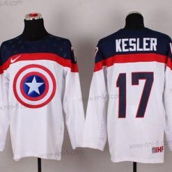 Nike 2015 USA maajoukkue #17 Ryan Kesler Captain Amerikka Valkoinen Paita – Miesten