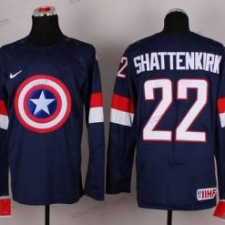 Nike 2015 USA maajoukkue #22 Kevin Shattenkirk Captain Amerikka Laivastonsininen Sininen Paita – Miesten