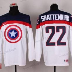 Nike 2015 USA maajoukkue #22 Kevin Shattenkirk Captain Amerikka Valkoinen Paita – Miesten