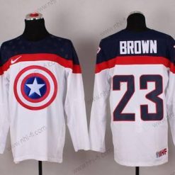 Nike 2015 USA maajoukkue #23 Dustin Brown Captain Amerikka Valkoinen Paita – Miesten