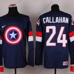 Nike 2015 USA maajoukkue #24 Ryan Callahan Captain Amerikka Laivastonsininen Sininen Paita – Miesten