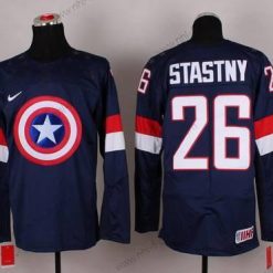 Nike 2015 USA maajoukkue #26 Paul Stastny Captain Amerikka Laivastonsininen Sininen Paita – Miesten