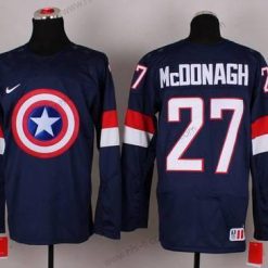 Nike 2015 USA maajoukkue #27 Ryan Mcdonagh Captain Amerikka Laivastonsininen Sininen Paita – Miesten