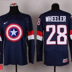 Nike 2015 USA maajoukkue #28 Blake Wheeler Captain Amerikka Laivastonsininen Sininen Paita – Miesten