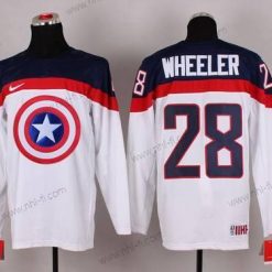 Nike 2015 USA maajoukkue #28 Blake Wheeler Captain Amerikka Valkoinen Paita – Miesten