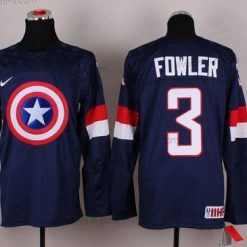 Nike 2015 USA maajoukkue #3 Cam Fowler Captain Amerikka Laivastonsininen Sininen Paita – Miesten