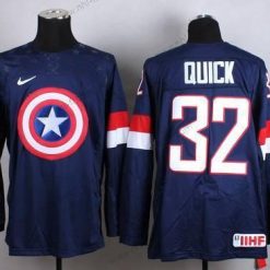 Nike 2015 USA maajoukkue #32 Jonathan Quick Captain Amerikka Laivastonsininen Sininen Paita – Miesten