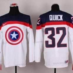 Nike 2015 USA maajoukkue #32 Jonathan Quick Captain Amerikka Valkoinen Paita – Miesten