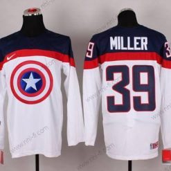 Nike 2015 USA maajoukkue #39 Ryan Miller Captain Amerikka Valkoinen Paita – Miesten