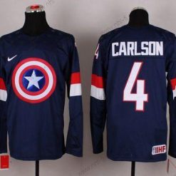 Nike 2015 USA maajoukkue #4 John Carlson Captain Amerikka Laivastonsininen Sininen Paita – Miesten