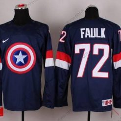 Nike 2015 USA maajoukkue #72 Justin Faulk Captain Amerikka Laivastonsininen Sininen Paita – Miesten