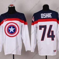 Nike 2015 USA maajoukkue #74 T. J. Oshie Captain Amerikka Valkoinen Paita – Miesten