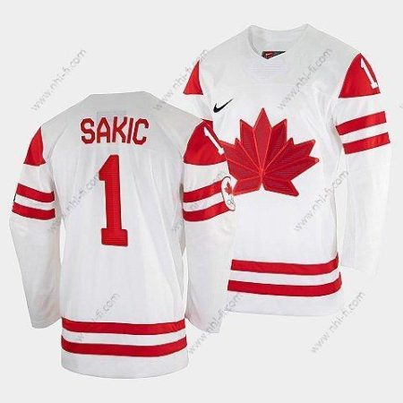 Nike Joe Sakic Kanada Jääkiekko Valkoinen 2022 Talvi Olympic #1 Salt Lake City Paita – Miesten