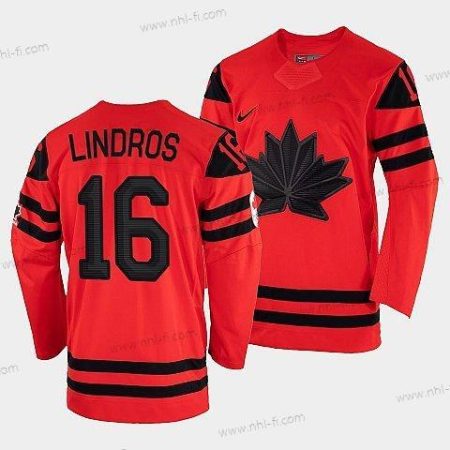 Nike Kanada Jääkiekko Eric Lindros Punainen 2022 Talvi Olympic #16 Kulta Winner Paita – Miesten