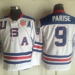 Nike USA maajoukkue #9 Zach Parise Valkoinen 1960 Retro Ommeltu NHL Paita – Nuoret