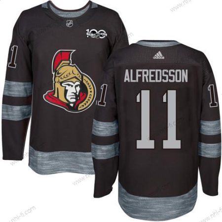 Ottawa Senators #11 Daniel Alfredsson Musta 1917-2017 100th Vuosipäivä Ommeltu NHL Paita – Miesten