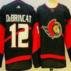 Ottawa Senators #12 Alex Debrincat Musta 2022 Käänteinen Retro Aito Paita – Miesten