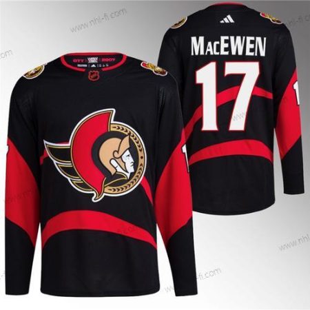 Ottawa Senators #17 Zack Macewen Musta Käänteinen Retro Ommeltu Paita – Miesten