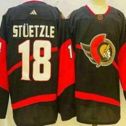 Ottawa Senators #18 Tim Stutzle Musta 2022 Käänteinen Retro Aito Paita – Miesten