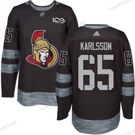 Ottawa Senators #65 Erik Karlsson Musta 1917-2017 100th Vuosipäivä Ommeltu NHL Paita – Miesten