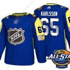 Ottawa Senators #65 Erik Karlsson Sininen 2018 NHL All-Star Ommeltu Jääkiekko Paita – Miesten