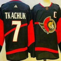 Ottawa Senators #7 Brady Tkachuk Musta 2022 Käänteinen Retro Aito Paita – Miesten