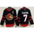 Ottawa Senators #7 Brady Tkachuk Musta With C Patch Aito Paita – Miesten