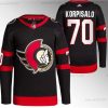 Ottawa Senators #70 Joonas Korpisalo Musta Ommeltu Paita – Miesten