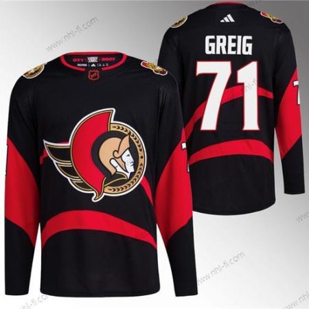 Ottawa Senators #71 Ridly Greig Musta Käänteinen Retro Ommeltu Paita – Miesten