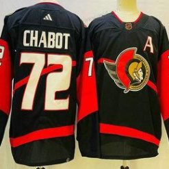 Ottawa Senators #72 Thomas Chabot Musta 2022 Käänteinen Retro Aito Paita – Miesten