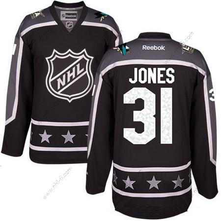 Pacific Division San Jose Sharks #31 Martin Jones Reebok Musta 2017 NHL All-Star Ommeltu Jääkiekko Paita – Miesten