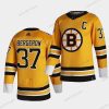 Patrice Bergeron #37 With C Patch Boston Bruins 2021 Käänteinen Retro Special Edition Keltainen Paita – Miesten