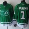 Philadelphia Flyers #1 Bernie Parent St. Patrick’S Day Vihreä Paita – Miesten